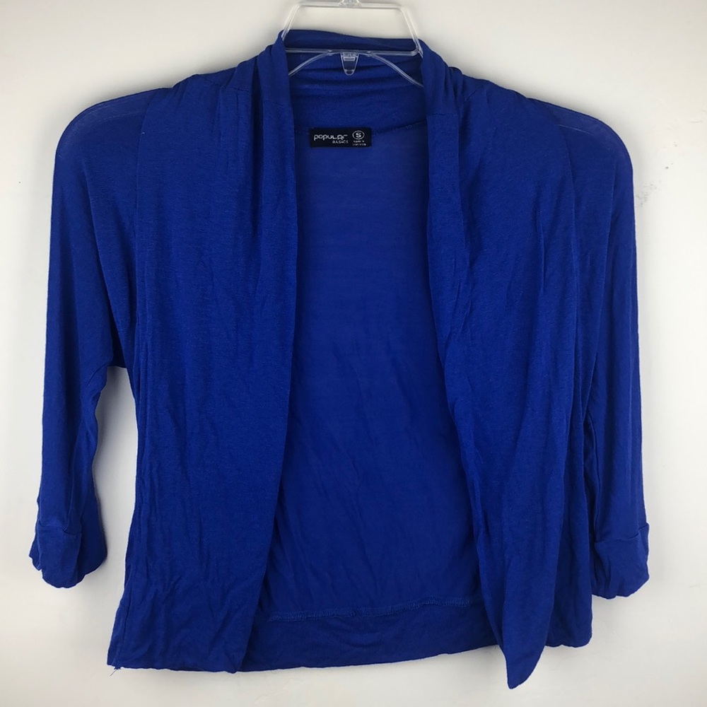 Blue Half Sleeve Cardigan